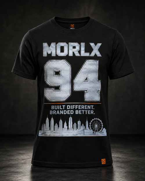 MORLX 94 black heavyweight T-shirt with metallic 94 graphic