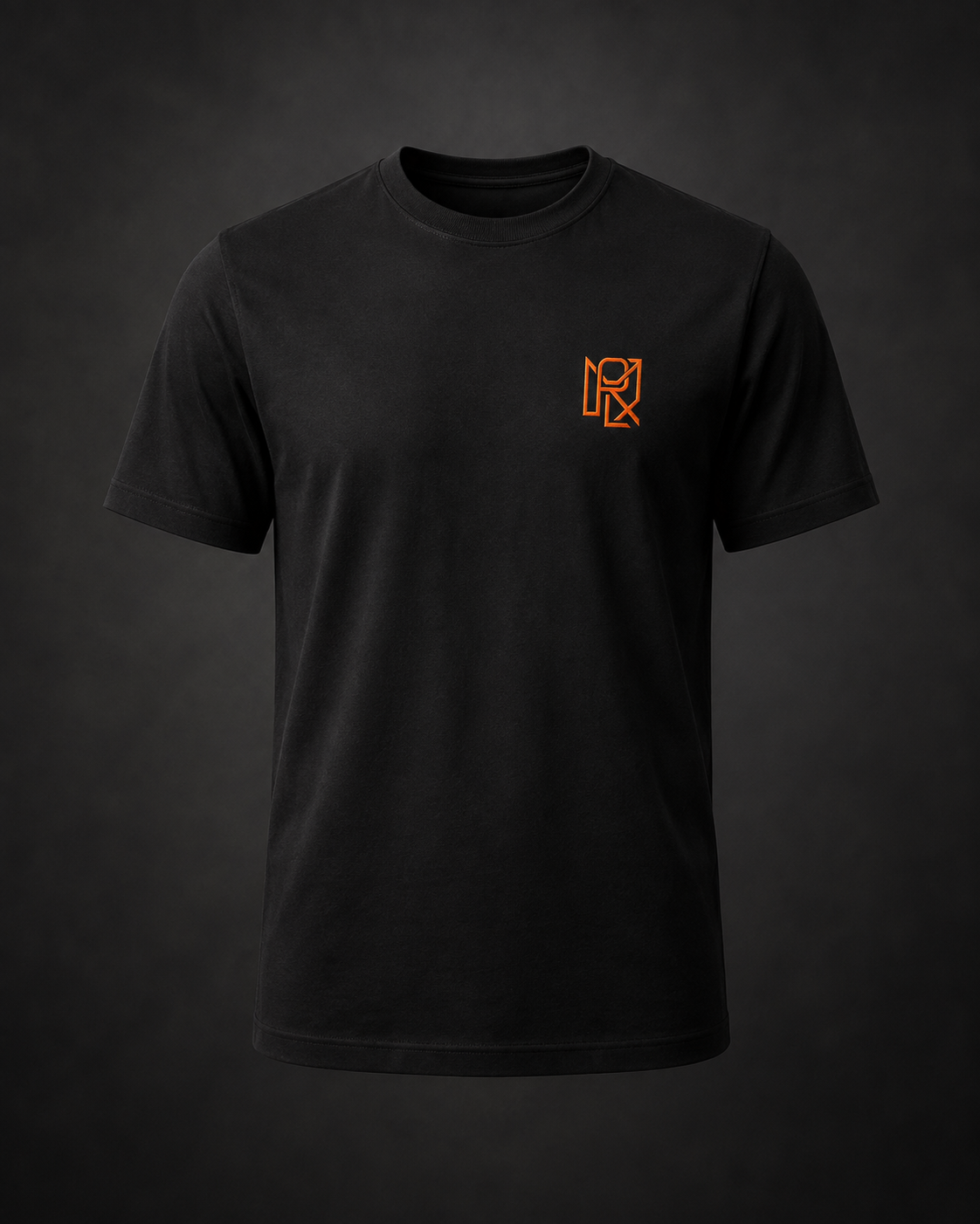 MORLX men's black monogram T-shirt with orange monogram