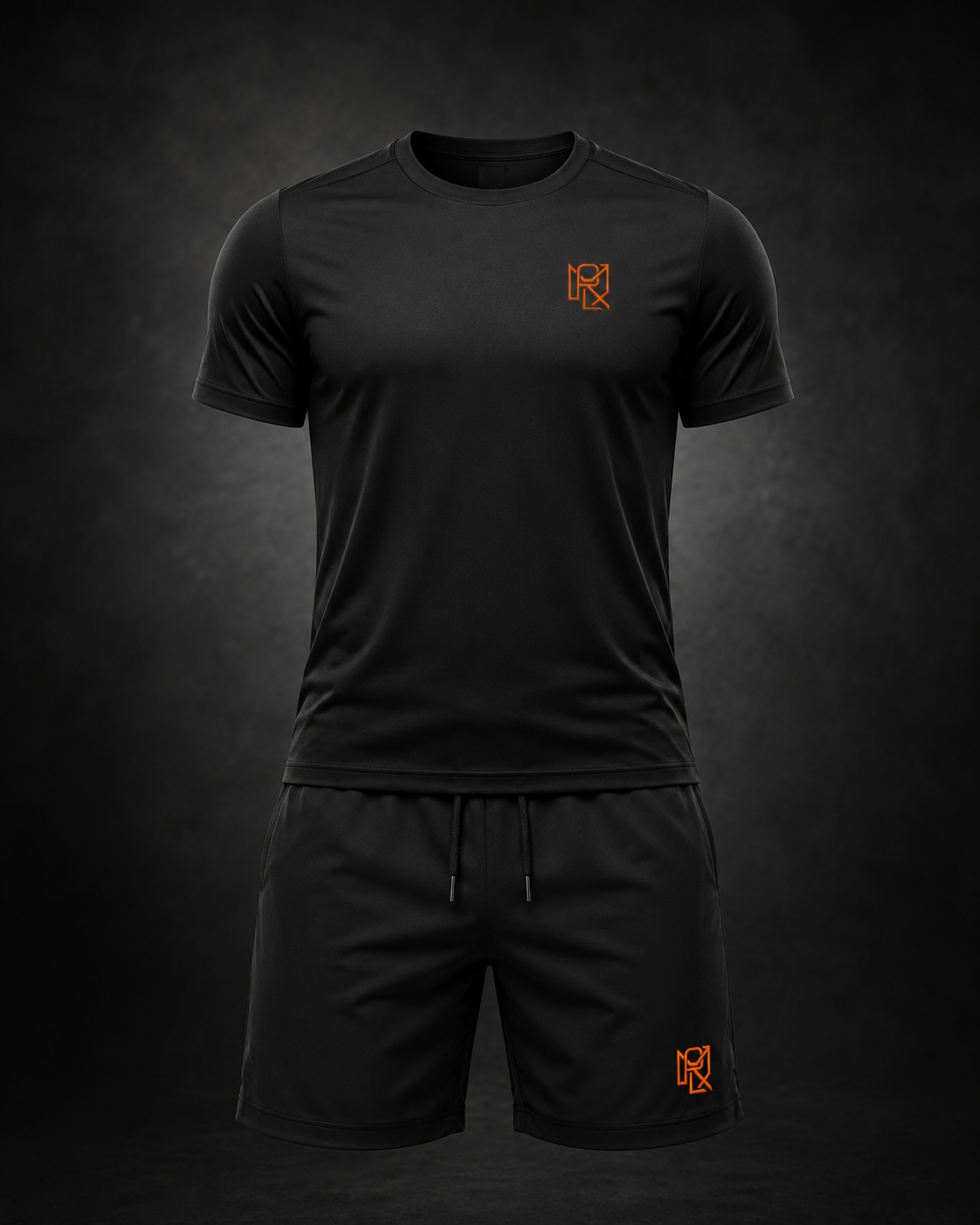 MORLX men's black performance gym shorts and T-shirt set