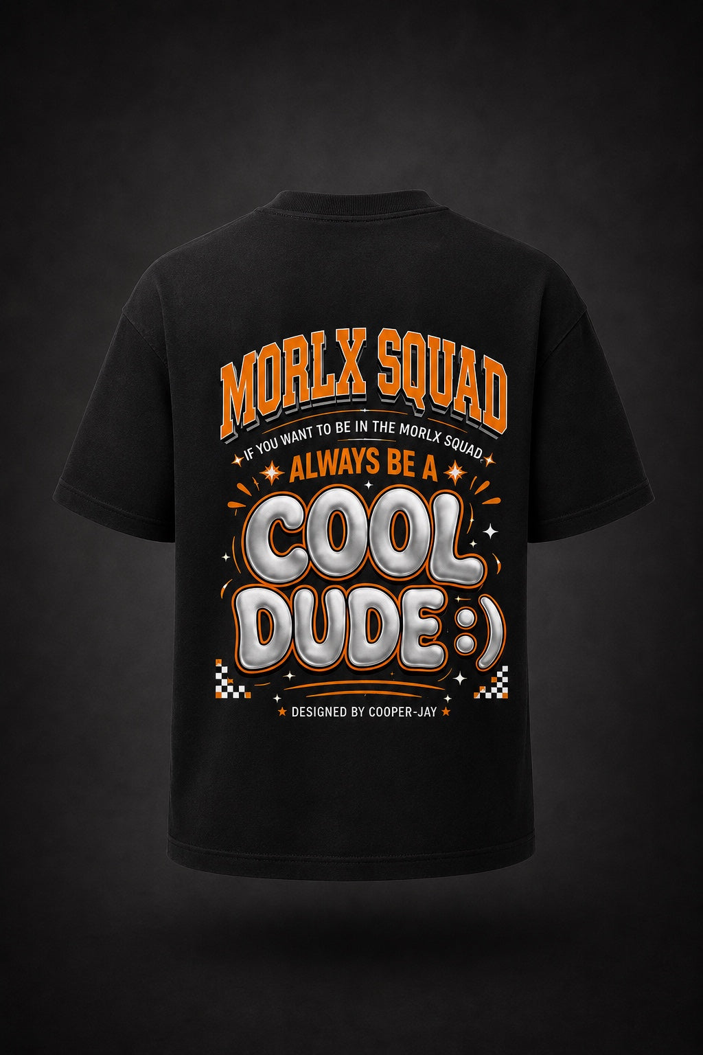 MORLX Squad kids heavyweight T-shirt back with Cool Dude graphic designed by Cooper-Jay